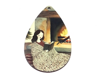 Wooden Christmas Tree Decoration Winter Pendant Handmade 65mm MM1-2