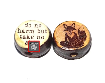 1 Ceramic Double Sided Quote Bead Porcelain Handmade 15mm BB8-4