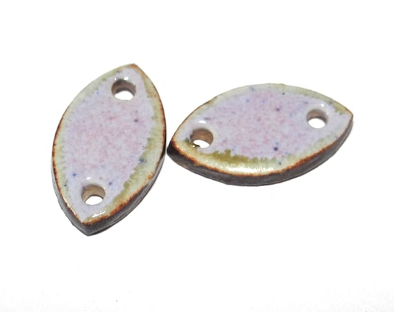 Ceramic Lilac Earring Charms Pair Beads Handmade Rustic 18mm/0.7" CB10-4