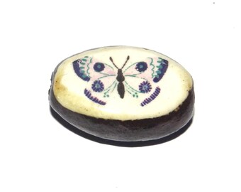 Ceramic Butterfly Focal Bead Handmade Pottery Beads 21mm PP7-3