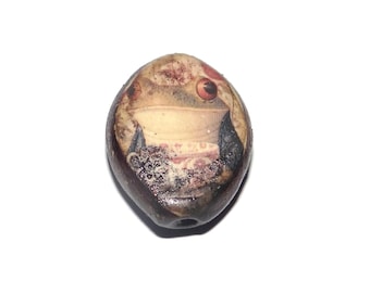 Ceramic Frog Focal Bead Handmade Pottery Beads 22mm PP1-3