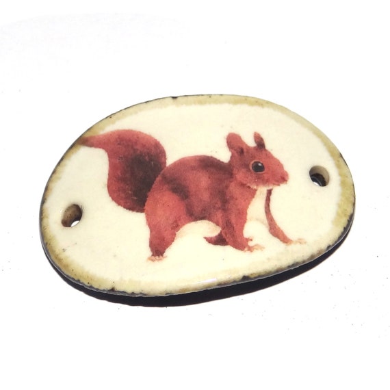 Ceramic Squirrel Bracelet Bar Cuff Porcelain 30mm CC5-3