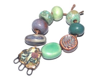 Ceramic Bead Set Handmade Porcelain 8-15mm