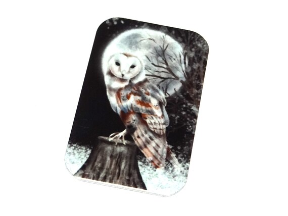 Faux Tin Owl Moon Pendant Handmade 32mm 1.25" MSR5-3