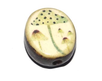 Ceramic Mushroom Focal Bead Handmade Pottery Beads 17mm BB8-2