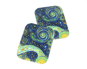 Faux Tin Cosmic Night Sky Charms Handmade 25mm 1" MM8-2