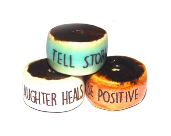 Porcelain Quote Bead Set Porcelain Handmade 14x8mm  BB3-2