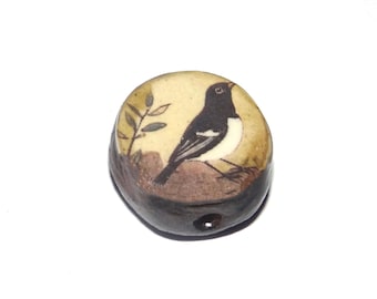 Ceramic Bird Focal Bead Handmade Pottery Beads 16-18mm BB1-3