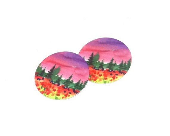 Faux Tin Landscape Sky Earring Charms Handmade 1" 25mm MM8-4