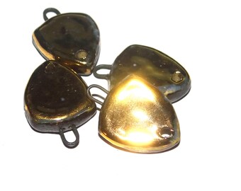Ceramic Gold Luster Charm Pendant Porcelain Handmade 17mm PP10-1