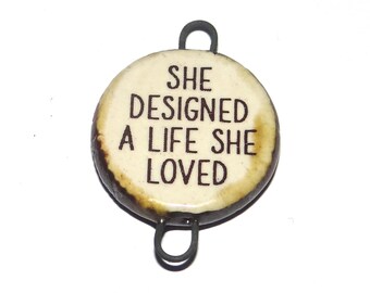 Ceramic Quote Connector Pendant Porcelain Handmade 30mm CC9-2