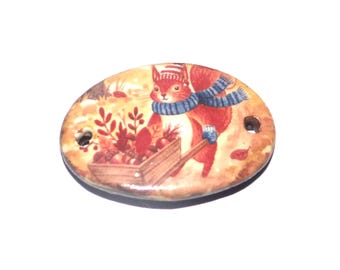 Ceramic Squirrel Bracelet Bar Cuff Porcelain 30mm CC5-2