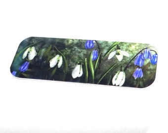 Metal Faux Tin Floral Bluebell Snowdrop Bracelet Bar Cuff Pendant Handmade 40mm MM9-1