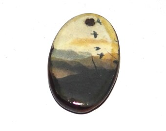 Ceramic Bird Pendant Handmade Focal Porcelain 28mm PP8-1