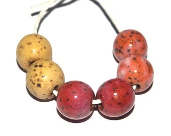 3 Pairs Ceramic Earring Pairs Bead Set Speckled Handmade 12mm BB10-3