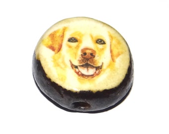 Ceramic Dog Focal Bead Handmade Pottery Beads 17mm PP2-2
