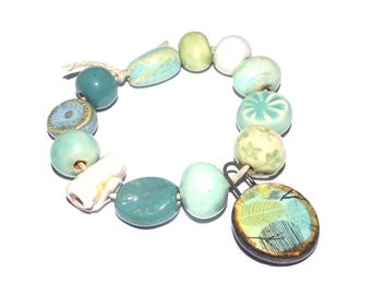 Ceramic Bead Set Citrus Handmade Porcelain 8-15mm