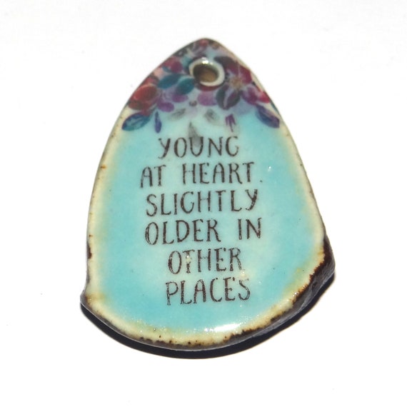 Ceramic Quote Pendant Handmade Focal Porcelain 30mm CC6-4