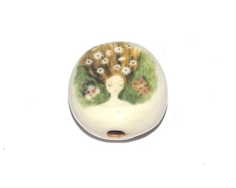 Ceramic Dreamer Focal Bead Handmade Pottery Beads 18-20mm PP7-2