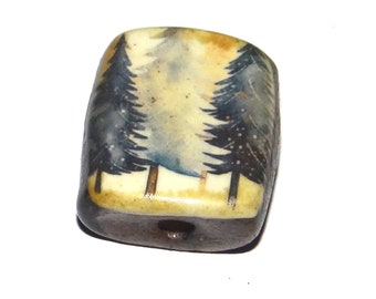 Ceramic Tree Focal Bead Handmade Pottery Beads 17mm PP8-4