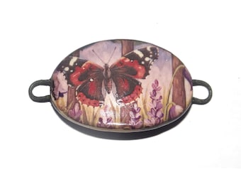 Ceramic Butterfly Bracelet Bar Cuff Porcelain 30mm CC5-3