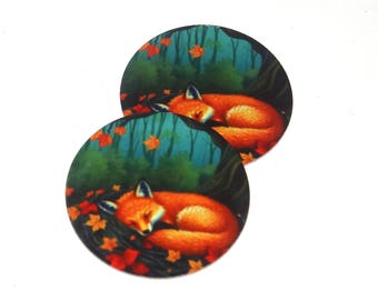 Faux Tin Autumn Fall Fox Charms Handmade 25mm 1" MM8-3