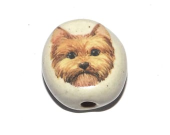 Ceramic Dog Focal Bead Handmade Pottery Beads 19-17mm PP4-1