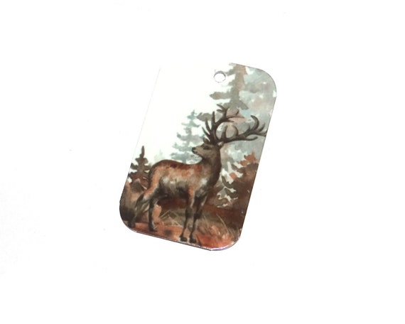 Metal Stag Pendant Handmade Forest Scene Sepia MLP6-1