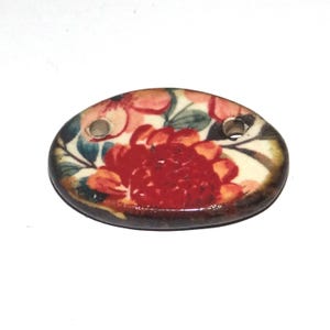 Ceramic Flower Pendant Handmade Focal Porcelain 28mm PP8-1