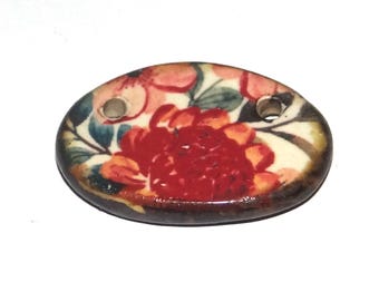 Ceramic Flower Pendant Handmade Focal Porcelain 28mm PP8-1