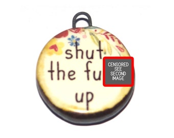 Ceramic Quote Pendant Handmade Focal Porcelain 25mm CC5-2