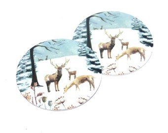 Faux Tin Deer Winter Earring Charms Handmade 1" 25mm MM10-2