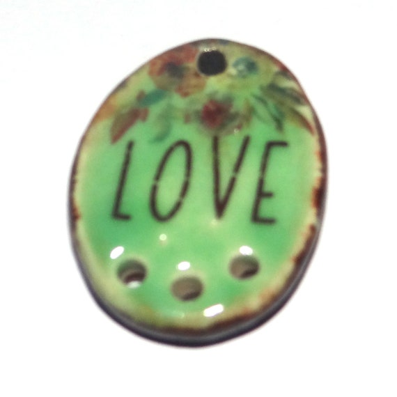 Ceramic Quote Pendant Handmade Focal Porcelain 30mm CC6-4