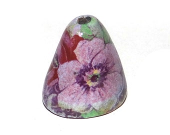 Ceramic Bloom Bell Pendant Floral Rustic Handmade Porcelain 1" PP3-3