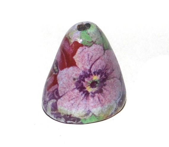 Ceramic Bloom Bell Pendant Floral Rustic Handmade Porcelain 1" PP3-3