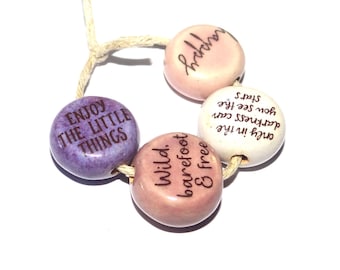 Porcelain Quote Bead Set Porcelain Handmade 15mm 0.6" CC8-3