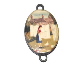 Ceramic Hanging the Washing Pendant Handmade Focal Porcelain 30mm CC4-1