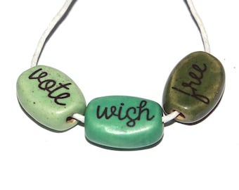 Porcelain Quote Bead Set Porcelain Handmade 15mm 0.6" CC10-2