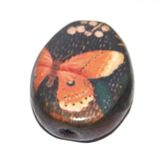 Ceramic Butterfly Focal Bead Handmade Beads 25mm PP7-3