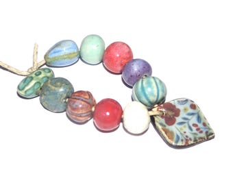 Ceramic Bead Set Handmade Porcelain 8-15mm