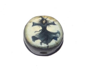 Ceramic Witch Focal Bead Handmade Pottery Beads 16-18mm BB1-3