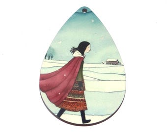 Wooden Christmas Tree Decoration Winter Pendant Handmade 65mm MM1-3