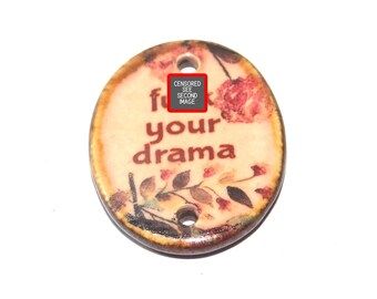Ceramic Quote Pendant Handmade Focal Porcelain 28mm PP1-1
