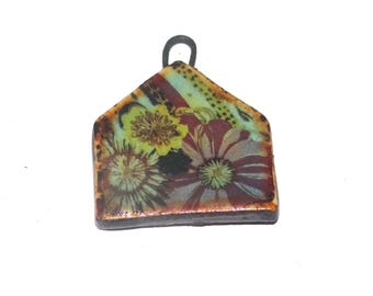 Ceramic Flower Pendant Handmade Focal Porcelain 28mm PP1-2