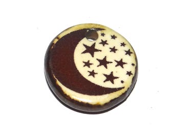 Ceramic Moon Charm Pendant Porcelain Handmade 17mm PP10-1