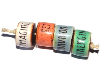 Porcelain Quote Bead Set Porcelain Handmade 12x8mm  CC10-2