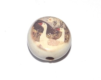 Ceramic Goose Geese Focal Bead Handmade Pottery Beads 18-20mm PP7-2