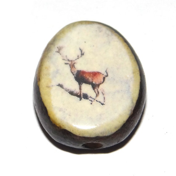 Ceramic Deer Focal Bead Handmade Beads 20mm PP2-2