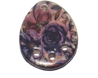 Ceramic Flower Pendant Handmade Focal Porcelain 30mm CC7-3
