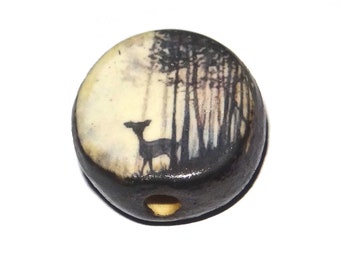 Ceramic Deer Focal Bead Handmade Pottery Beads 20mm PP2-2